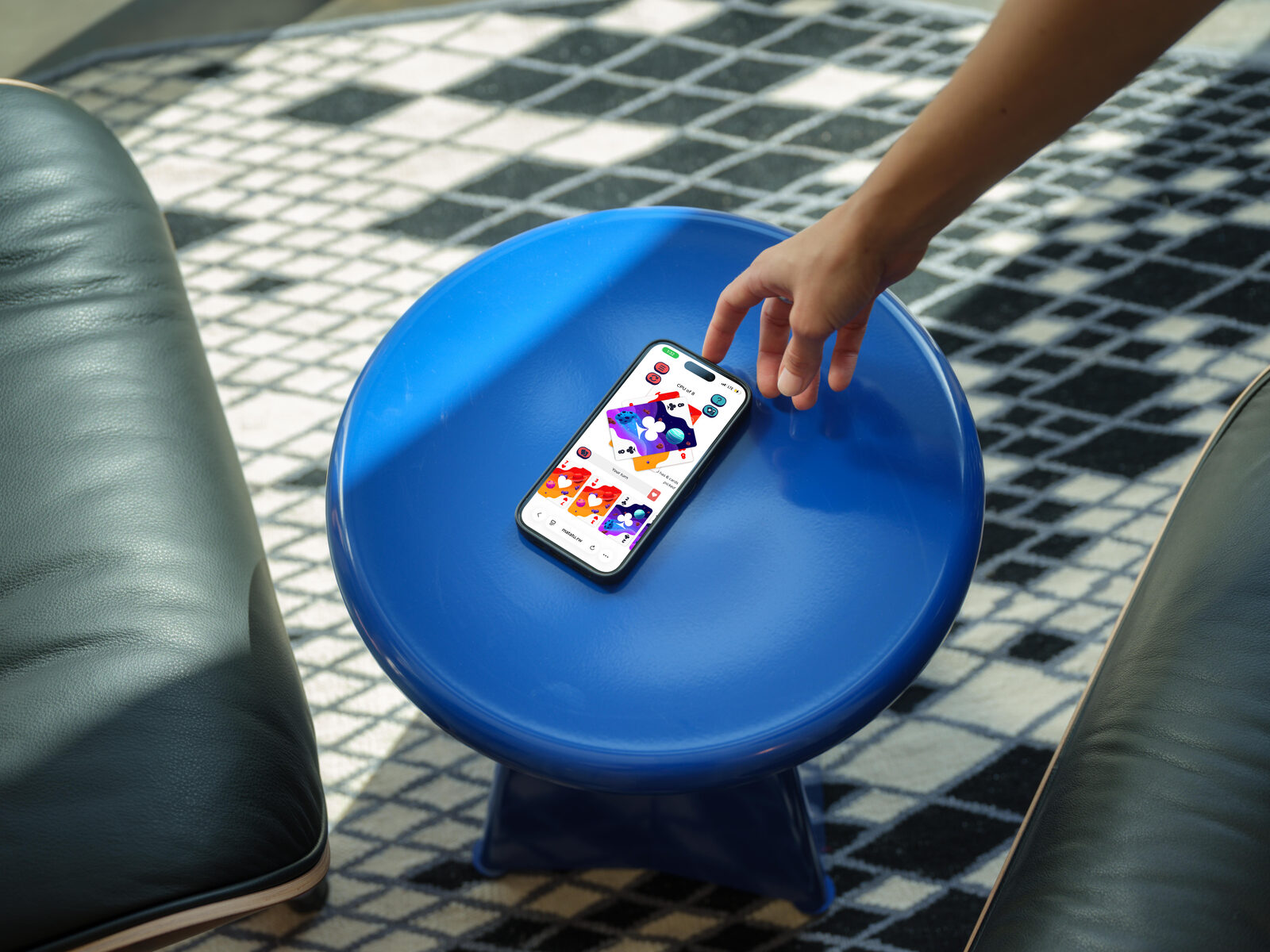 Playing cards fanned out on a wooden table